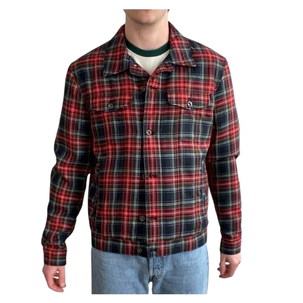 Zara Man Plaid Jacket Mens Red Tartan Flannel Button Up Lined Shirt Jacket Large - Picture 4 of 9